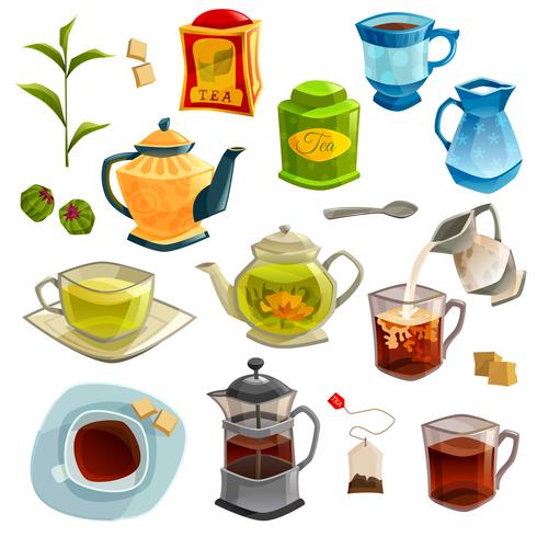 Tipos de juego de té vector