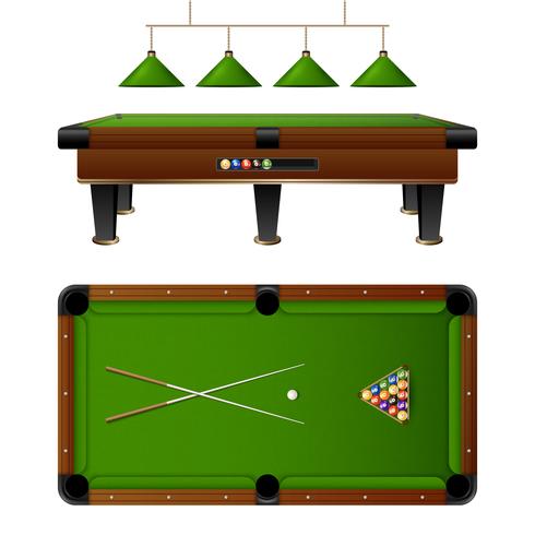 Pool Billiard Table And Furniture Set vector