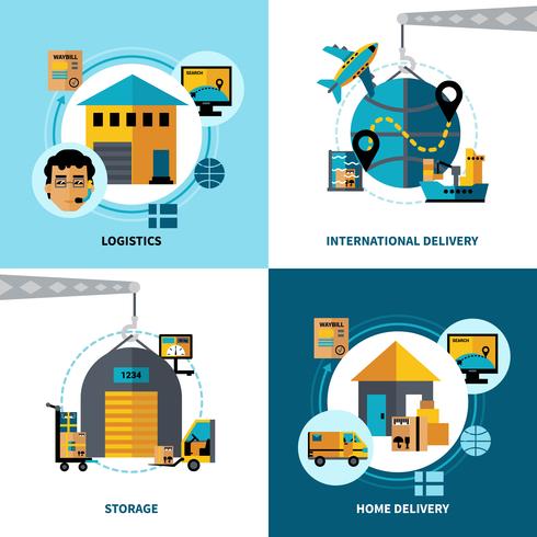 Logistics 2x2 Design Concept Set vector