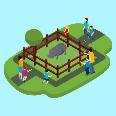  Hippo And Zoo Illustration  vector