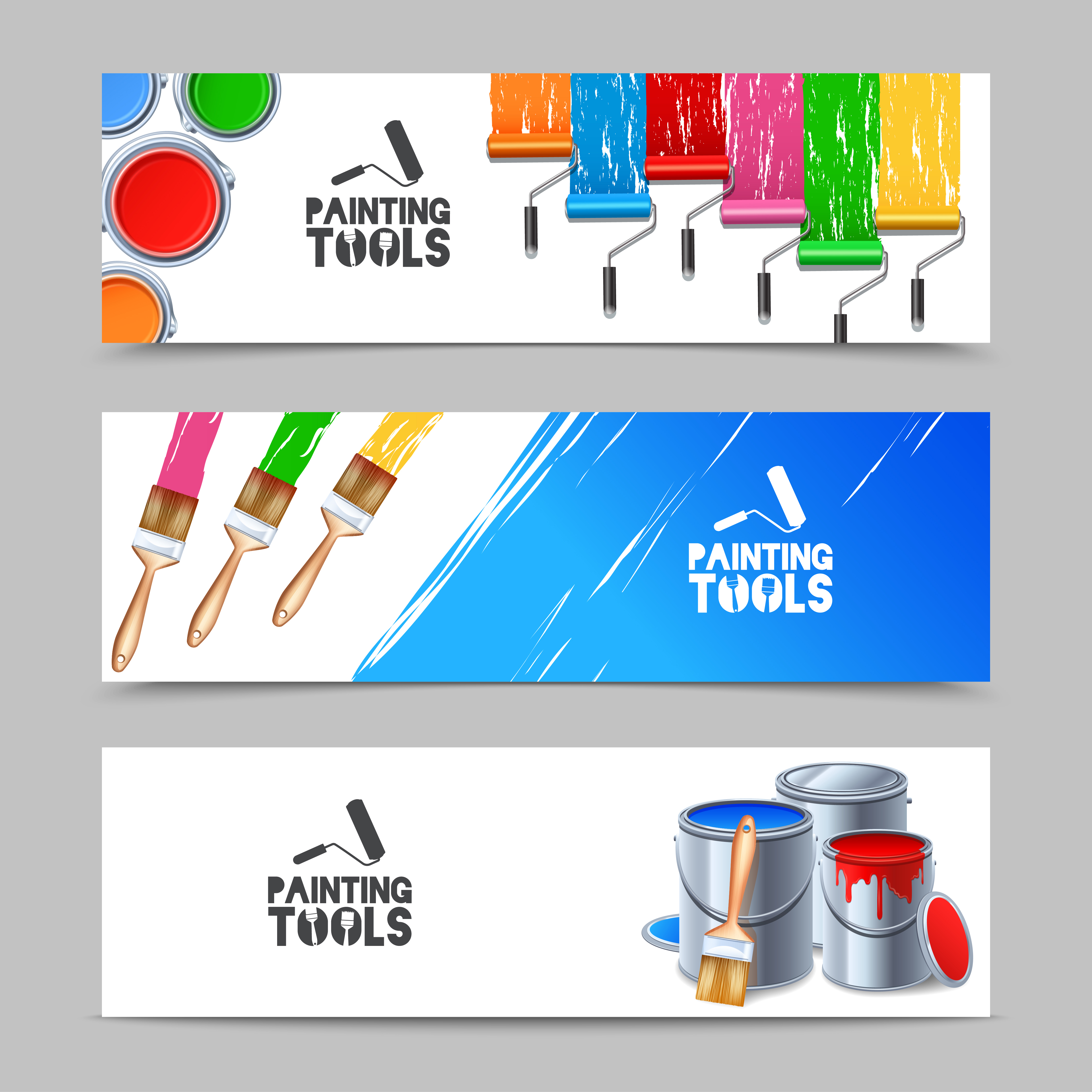 Painting Tools Banners Set 473195 Vector Art at Vecteezy
