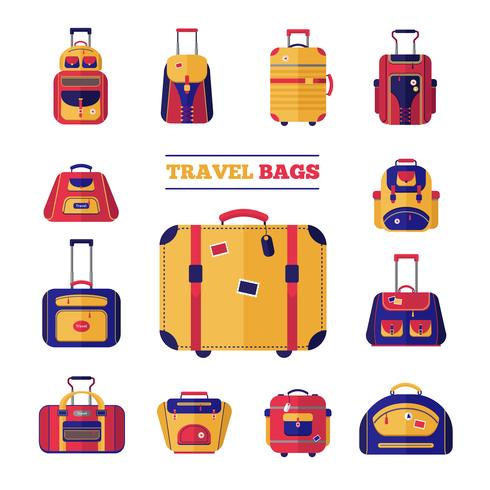 Set de bolsas de viaje de equipaje vector