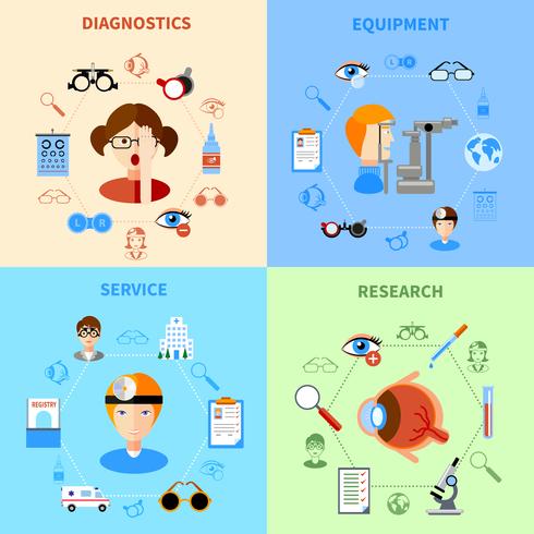 Ophthalmology And Eyesight Icons Set vector