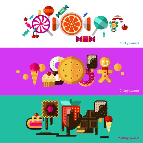 Conjunto de Banners de dulces vector