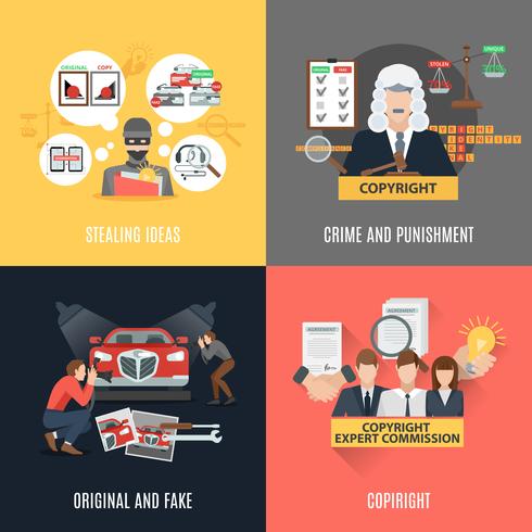Compliance 4 flat icons square composition  vector