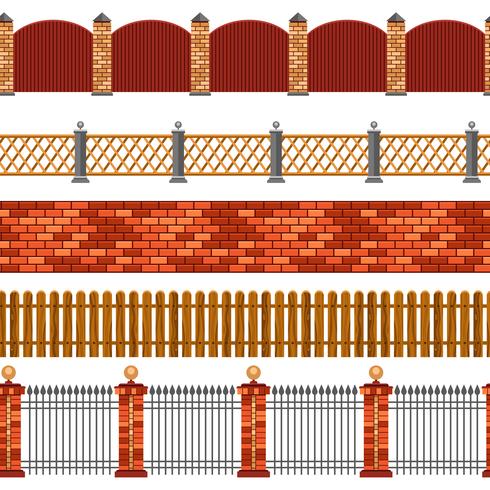 Fence Seamless Border Set vector