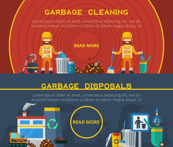 Garbage Cleaning Horizontal Banners  vector