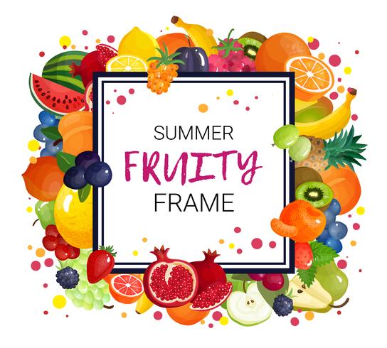 Fondo de marco de frutas de verano vector