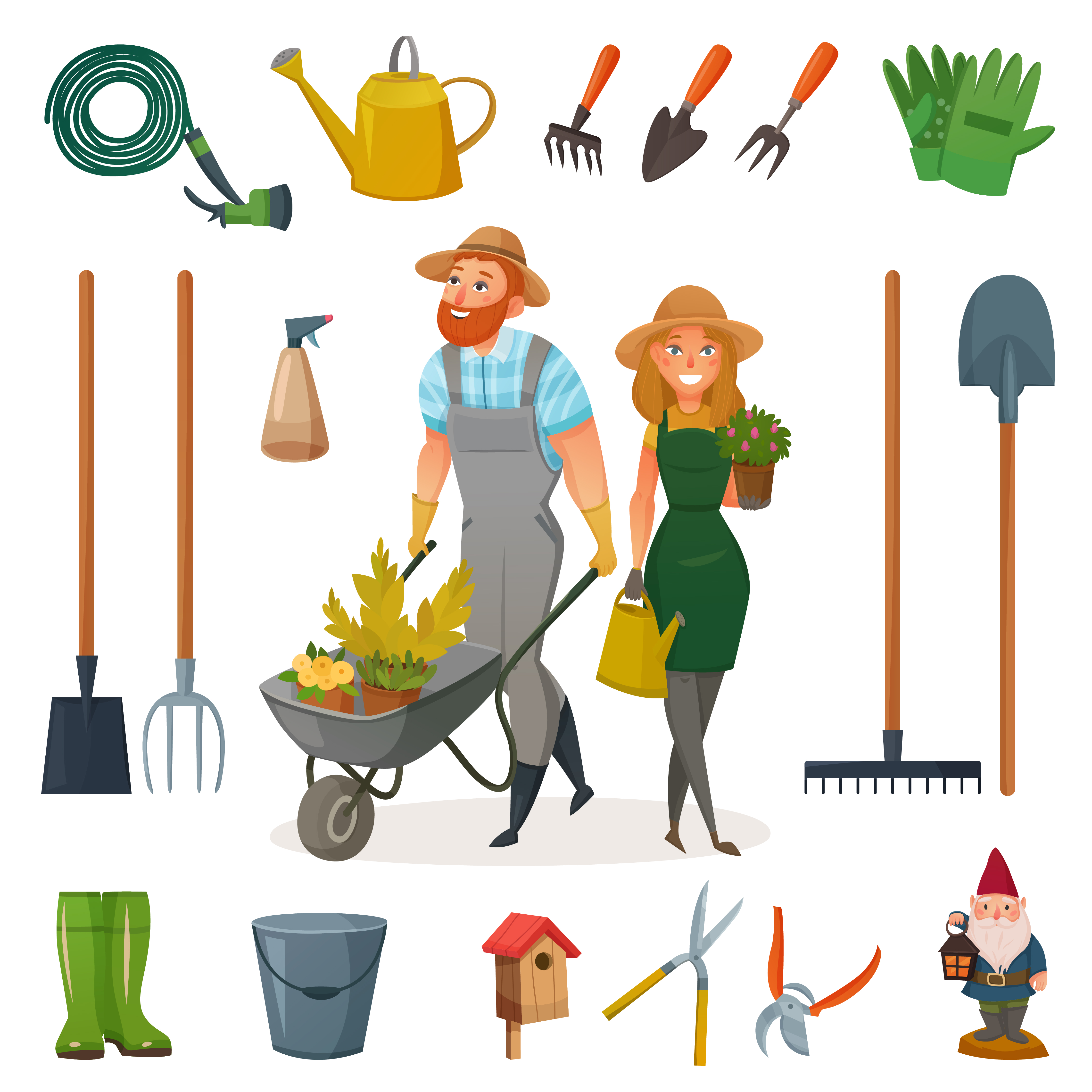 Gardening Cartoon Icon Set 473592 Vector Art At Vecteezy