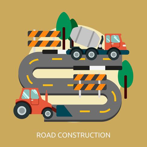Construcción de carreteras, ilustración conceptual, diseño. vector
