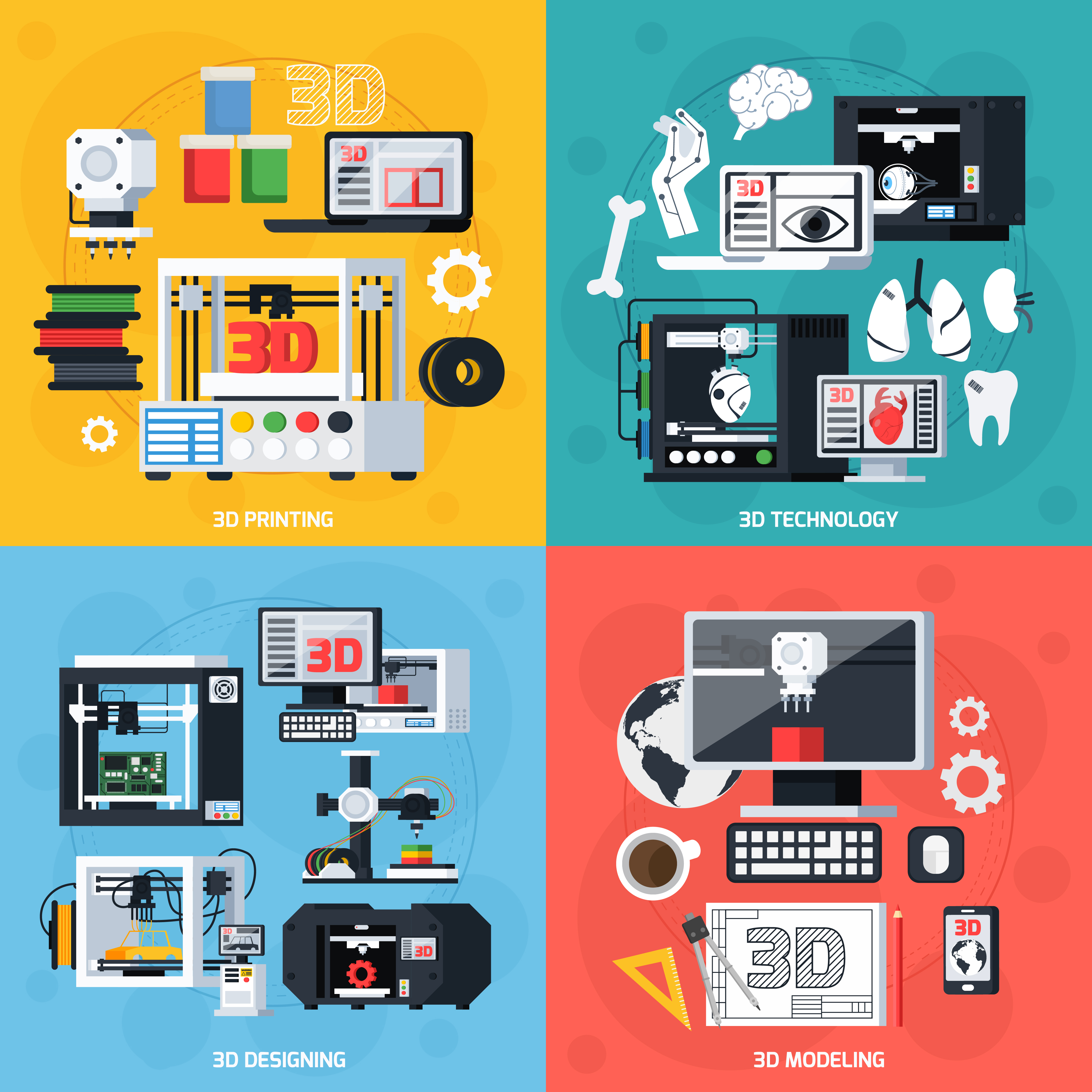 Download 3D Printing 2x2 Design Concept 473831 Vector Art at Vecteezy
