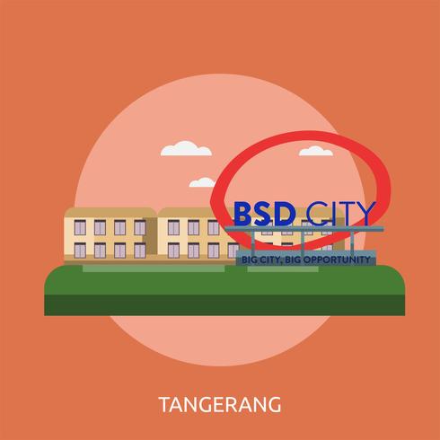 Ciudad de Tangerang de Indonesia Ilustración conceptual Diseño vector