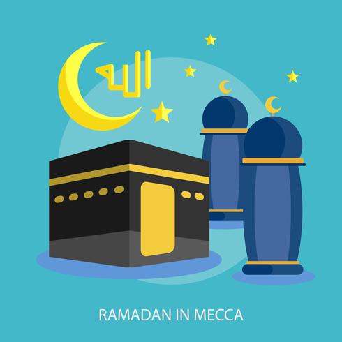 Ramadhan In Mecca Conceptual illustration Design vector