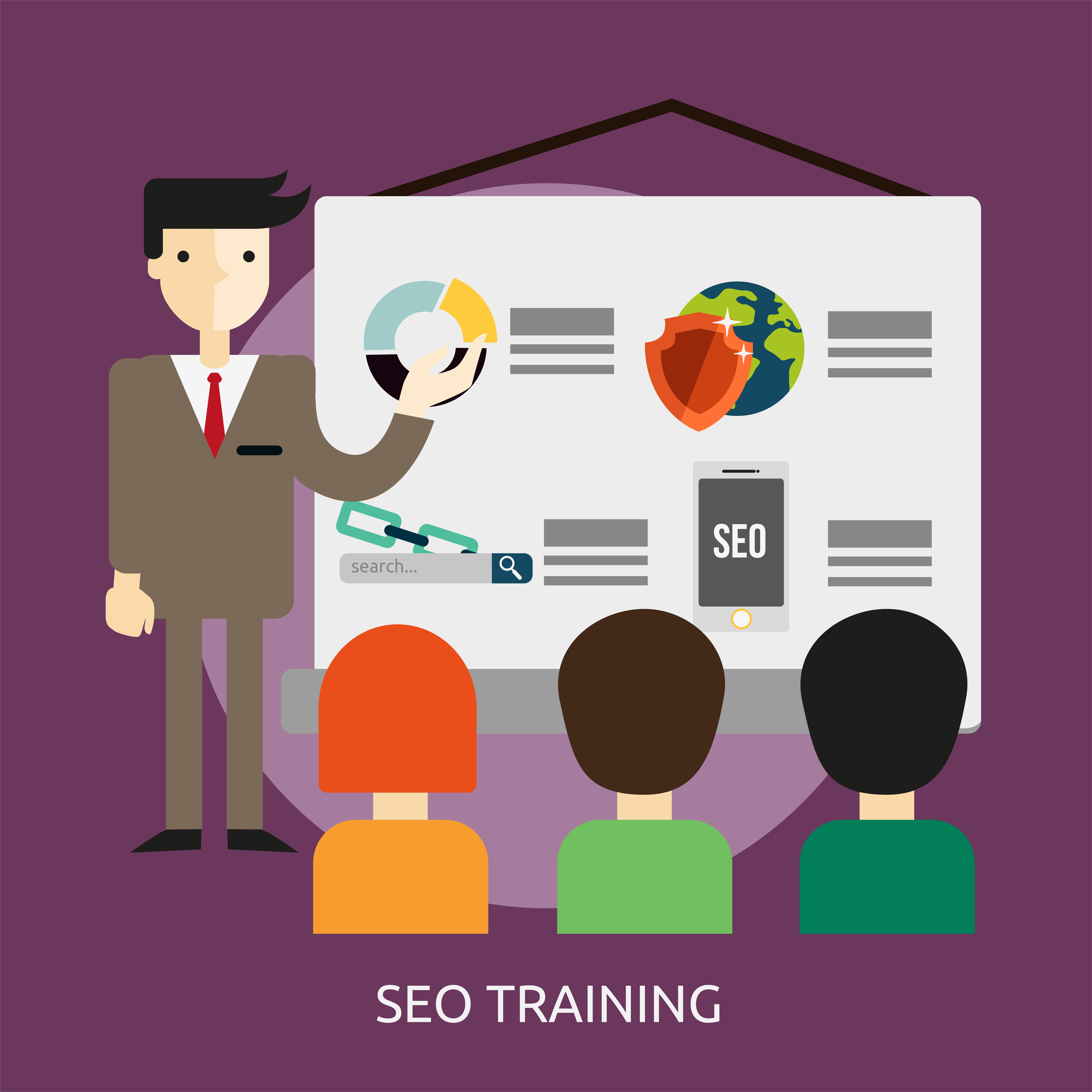 Download SEO Training Conceptual illustration Design 473933 Vector Art at Vecteezy