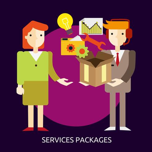 Servicios Paquete Conceptual Ilustración Diseño. vector