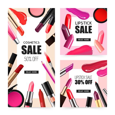 Lip Makeup Realistic Sale Banners  vector