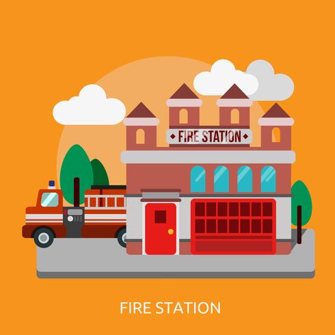 Estación de bomberos conceptual ilustración diseño vector