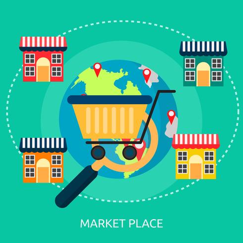 Market Place Conceptual ilustración Diseño vector