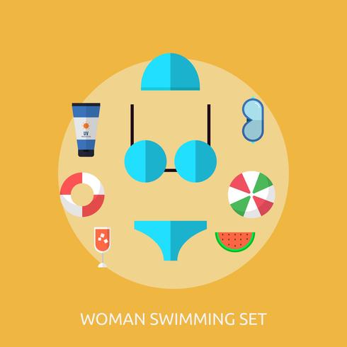 Mujer natación conceptual ilustración diseño vector