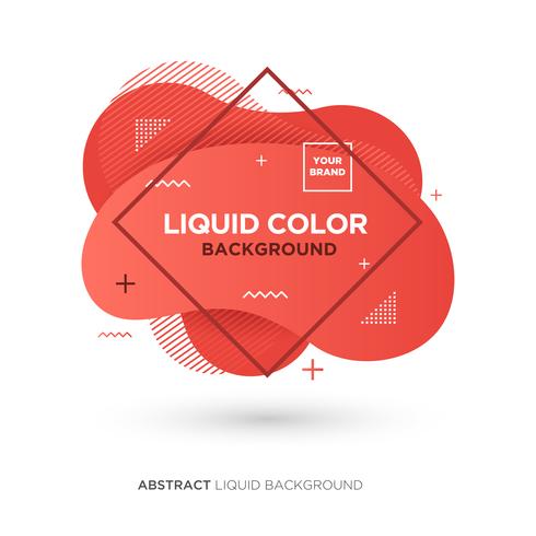 Abstract Liquid Living Coral Color Banner with line Frame and Brand Placing Logo vector