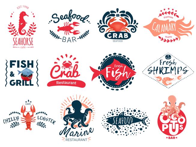 Seafood Creative Emblems Collection vector