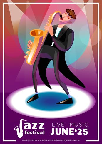 Cartel de dibujos animados del festival de jazz vector