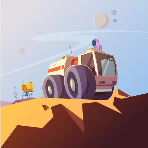 Research Vehicle And Cosmonaut Illustration  vector