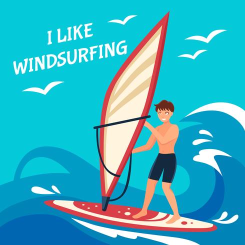 Ilustración de fondo de windsurf vector