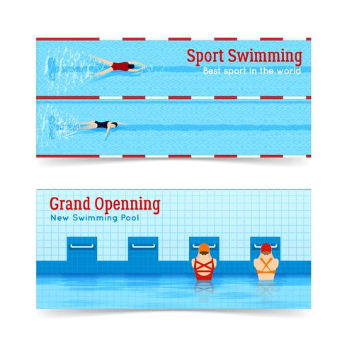 Conjunto de Banners de gran apertura de natación deportiva vector