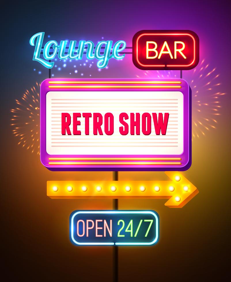 Neon Showing Sign Poster 474496 Vector Art at Vecteezy