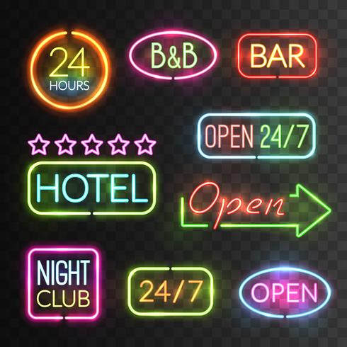 Neon Open Sign Set vector