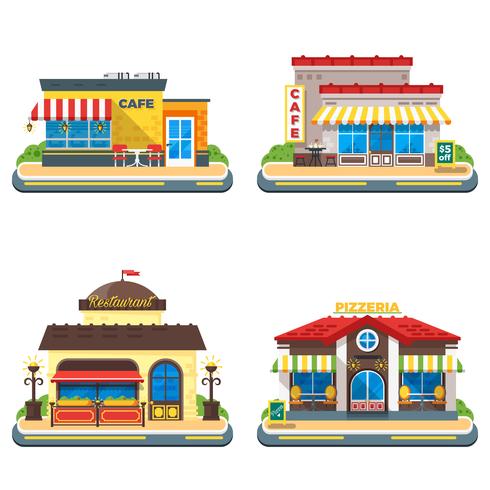 Cafe 2x2 Flat Icons Set vector