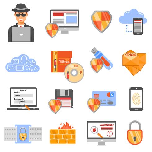 Network Security Color Icons vector