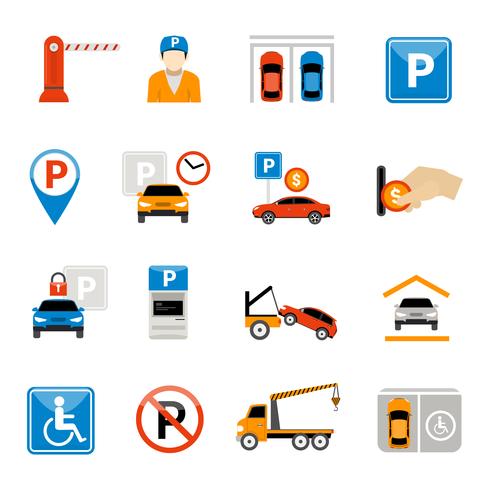 Parking Icons Set vector