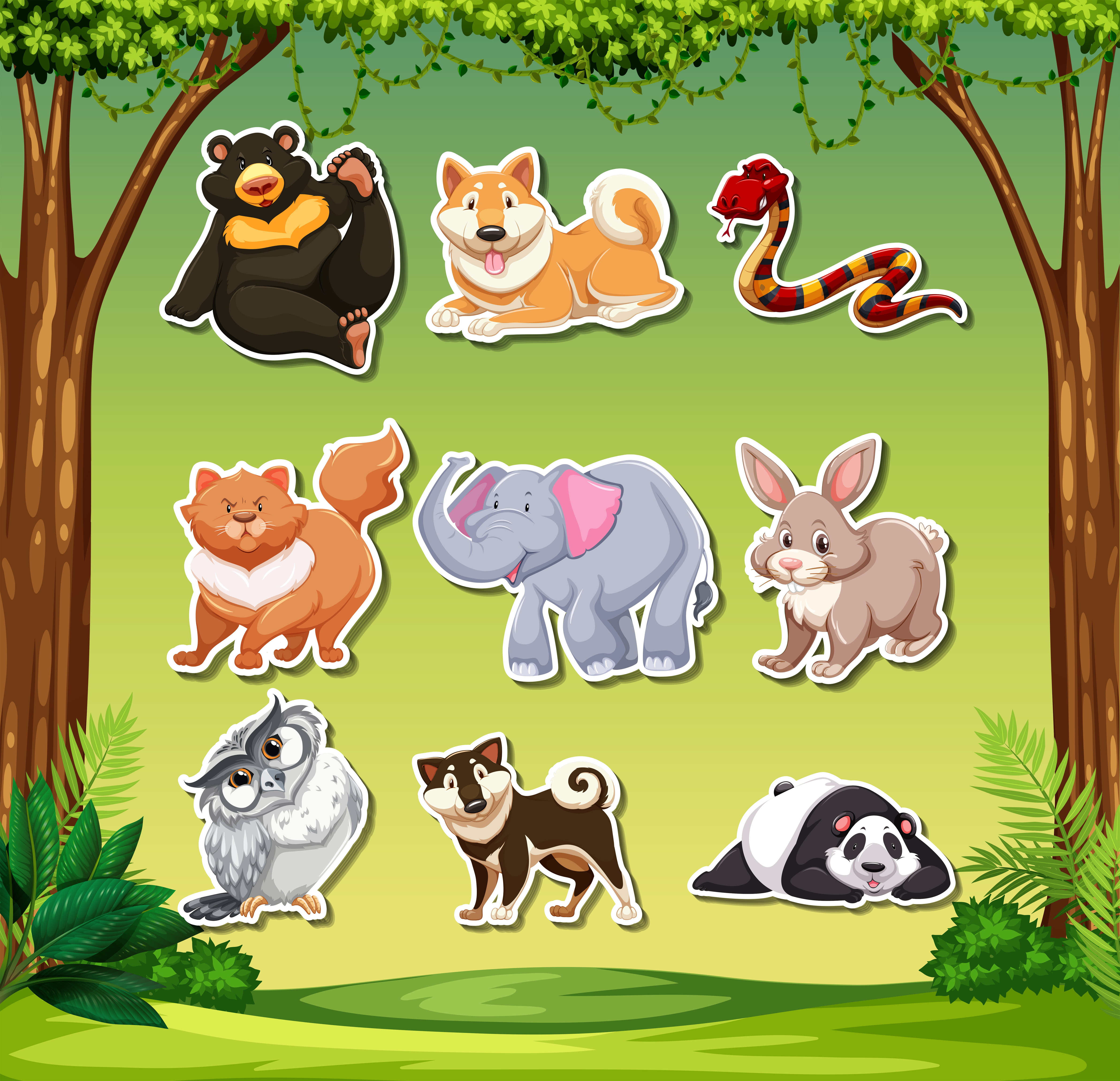 Set of animal  sticker pack 474535 Vector Art at Vecteezy 