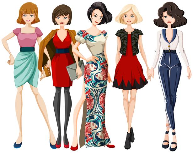 Set of fashion model character vector