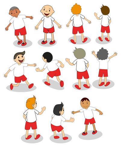 Conjunto de niños de fútbol vector