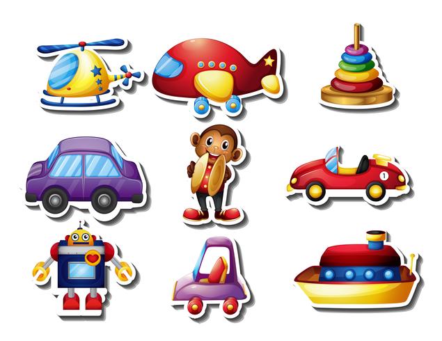 Sticker set of many toys vector