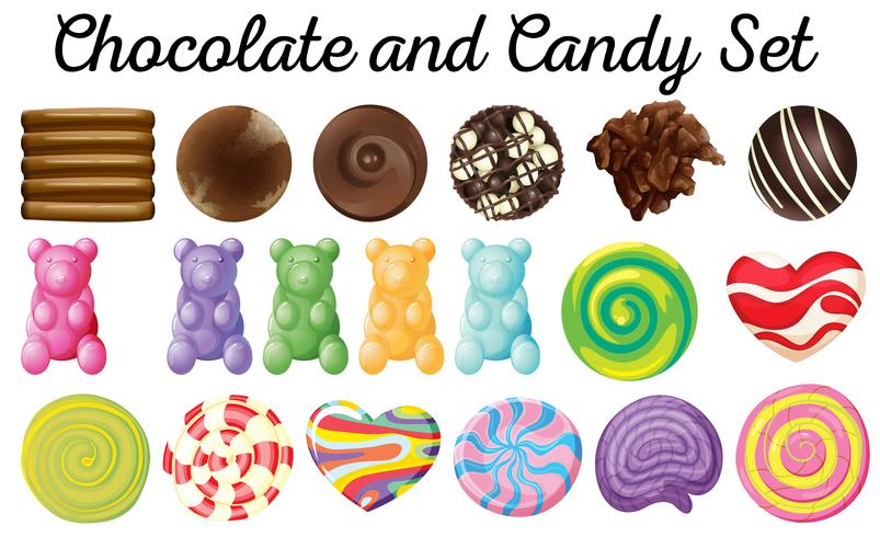 Different design of chocolate and candy set vector