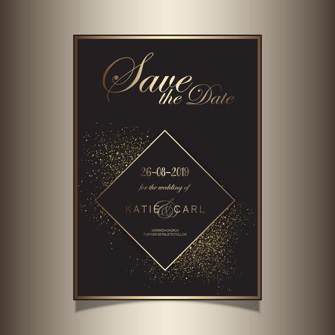 Gold glitter save the date invitation design vector