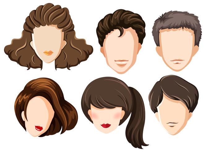 set of blank heads vector
