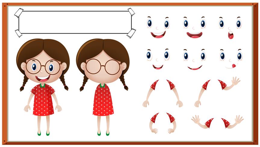 Little girl with different facial expressions vector