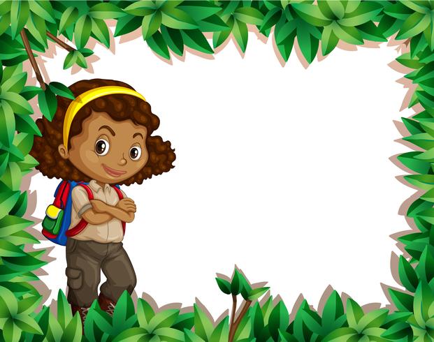 A girl scout on nature border vector