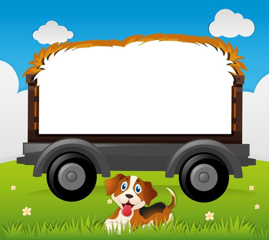 Border template with dog in the field vector