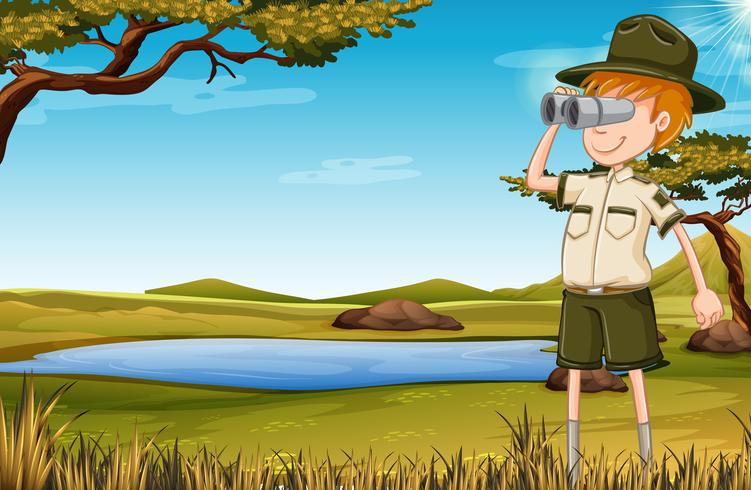 A zookeeper in savana vector