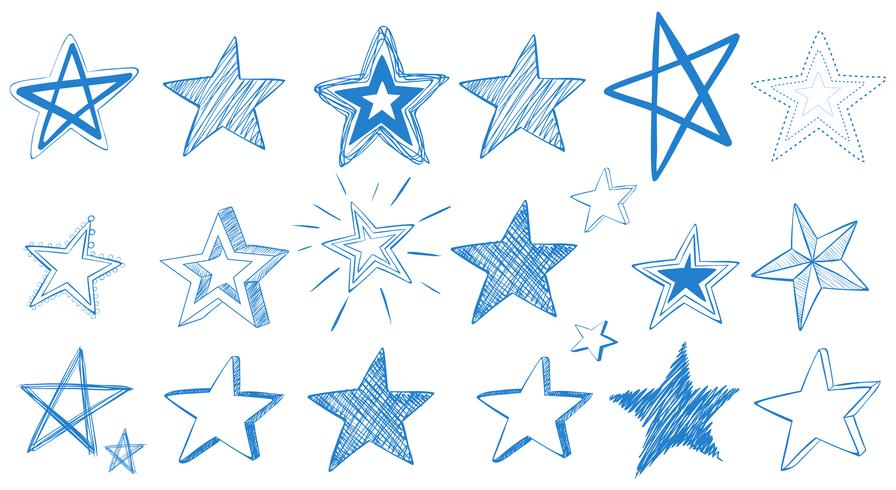 Diferentes diseños de estrellas azules. vector