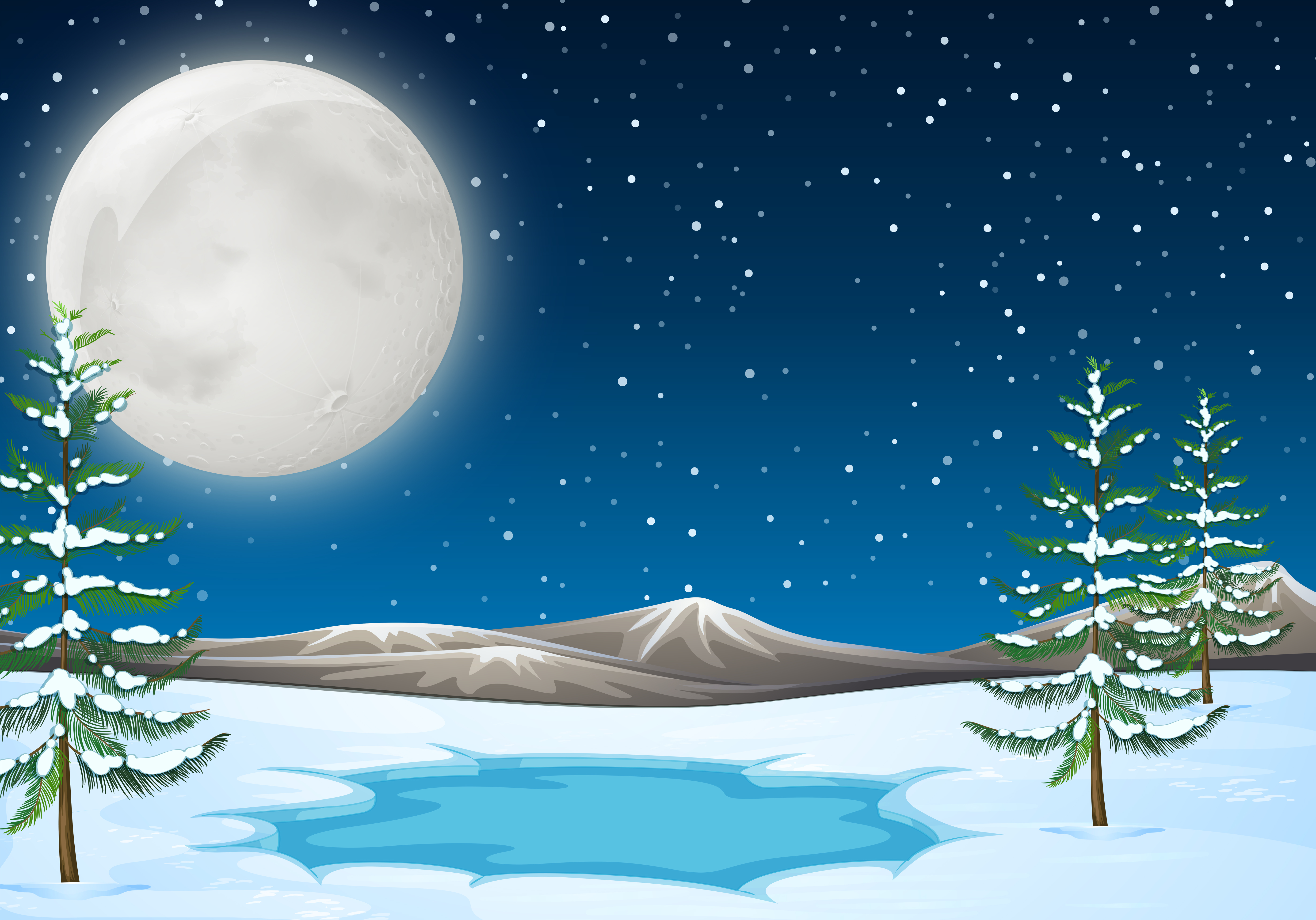 Download Snow Scene with pond - Download Free Vectors, Clipart ...