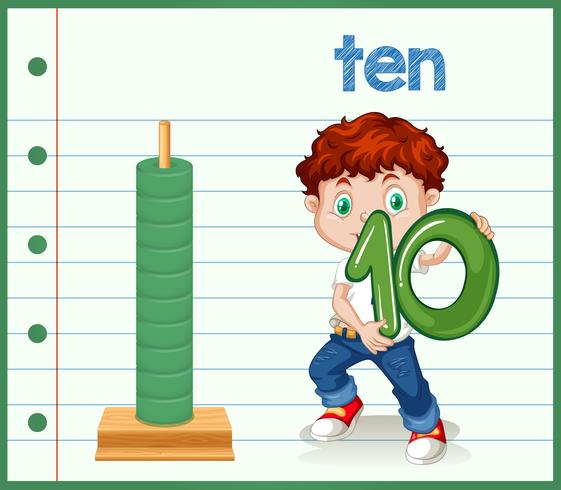 Boy holding number zero vector