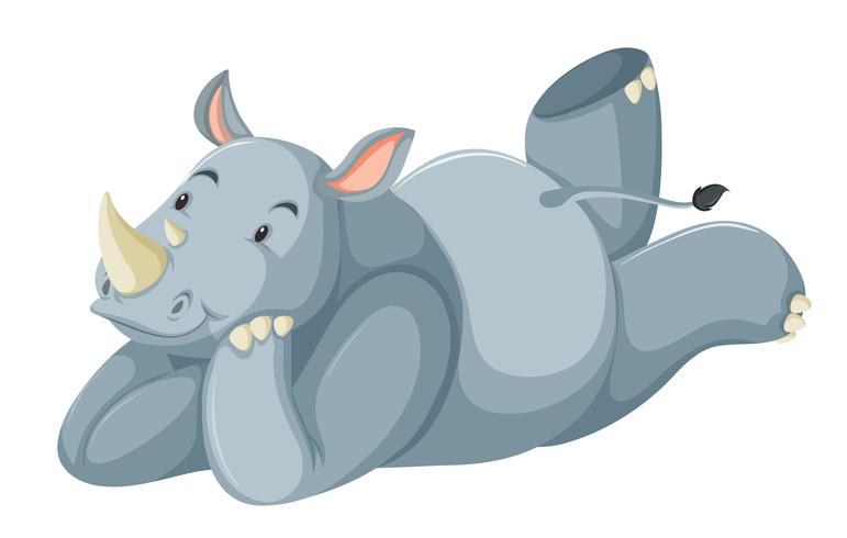 Un personaje de rinoceronte sobre fondo blanco vector