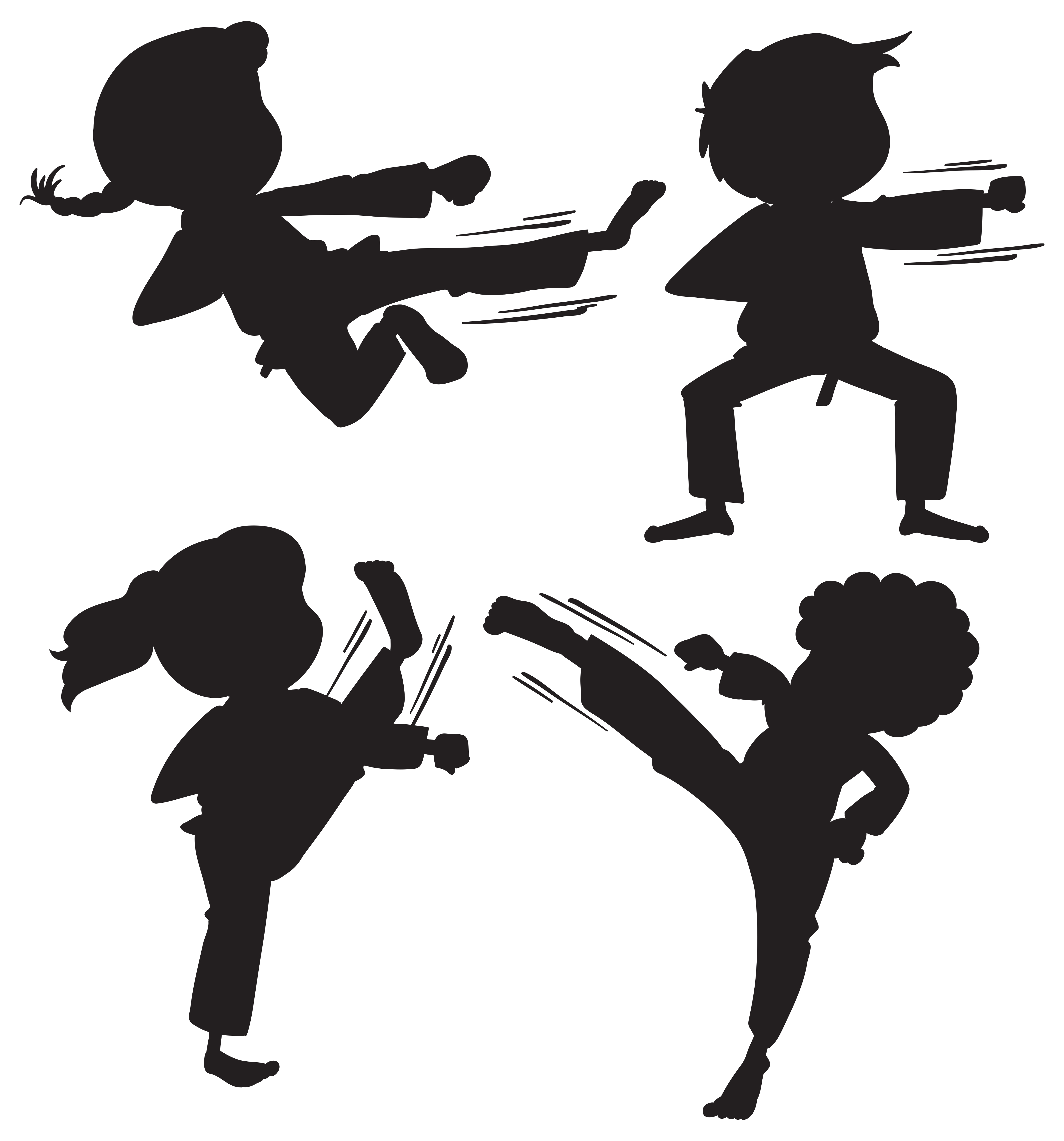 Download Set of silhouette karate kids - Download Free Vectors ...